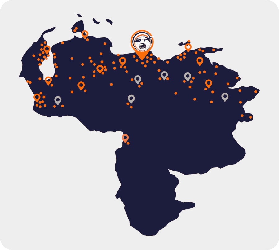 Mapa de cobertura de envíos a Venezuela desde Colombia con Office Boy Express